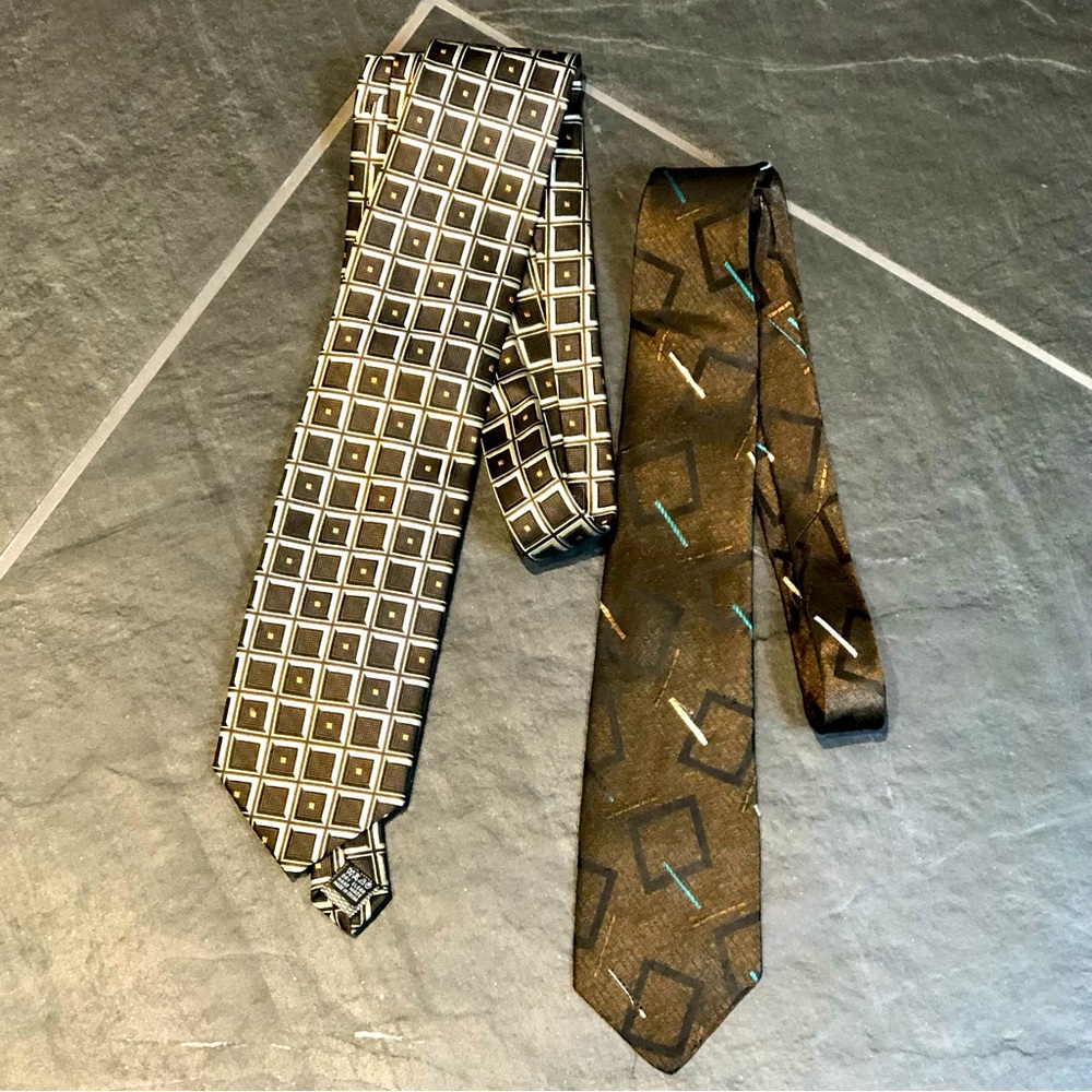 Two Vintage Brown Neck Ties